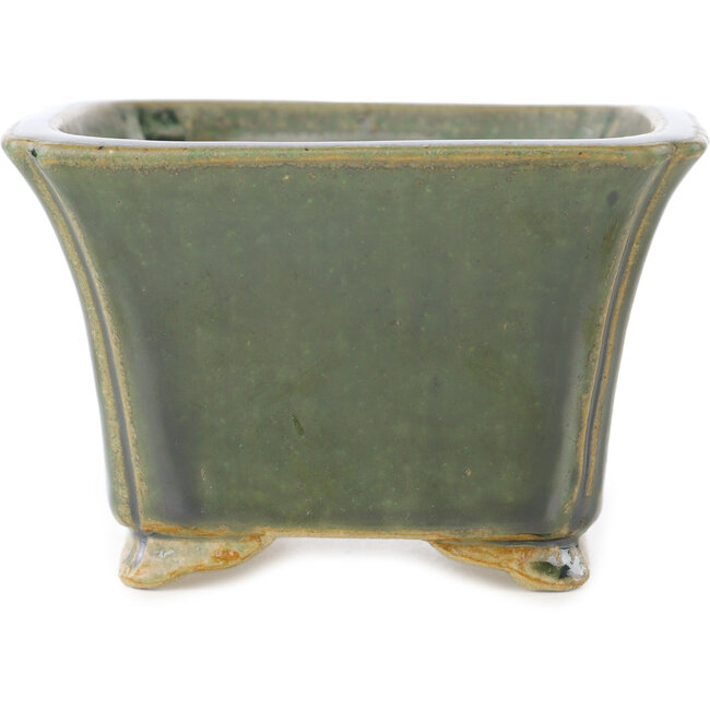 Pot à bonsaï carré vert foncé de Shibakatsu - 125 x 125 x 80 mm