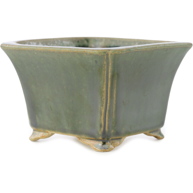 Maceta cuadrada verde oscuro para bonsái de Shibakatsu - 125 x 125 x 80 mm