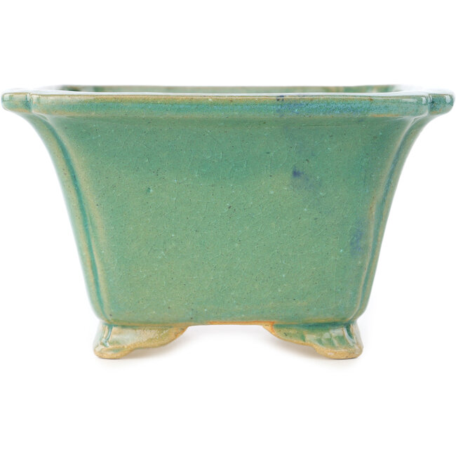 Vaso bonsai quadrato verde craquelé di Shibakatsu - 135 x 135 x 78 mm