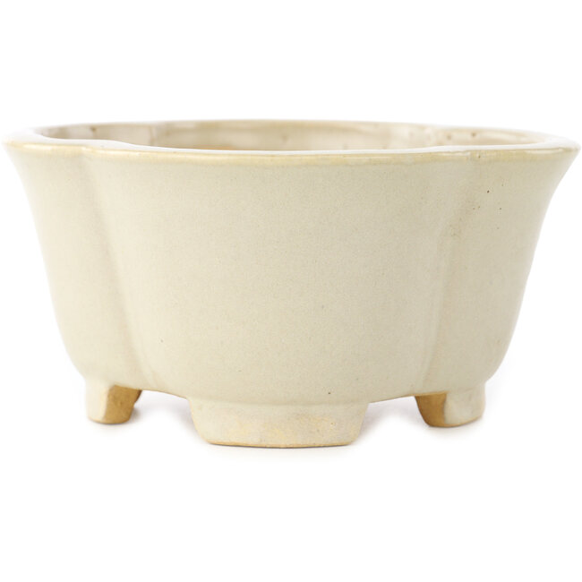 Mokko white bonsai pot by Shibakatsu - 135 x 135 x 65 mm