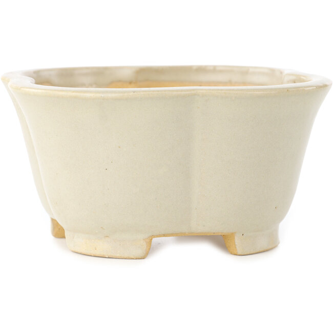 Mokko white bonsai pot by Shibakatsu - 135 x 135 x 65 mm