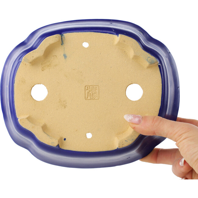 Mokko donkerblauwe bonsaipot van Shibakatsu - 192 x 160 x 63 mm