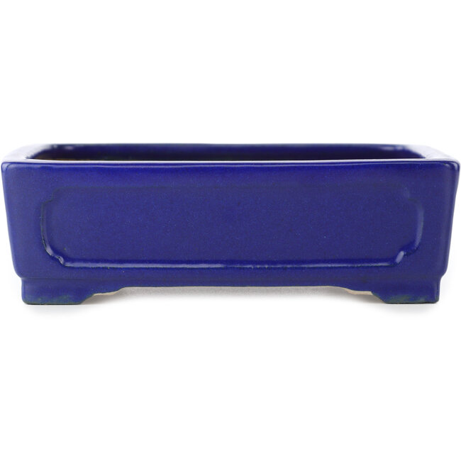 Maceta rectangular para bonsái de color azul oscuro de Shibakatsu - 153 x 120 x 47 mm