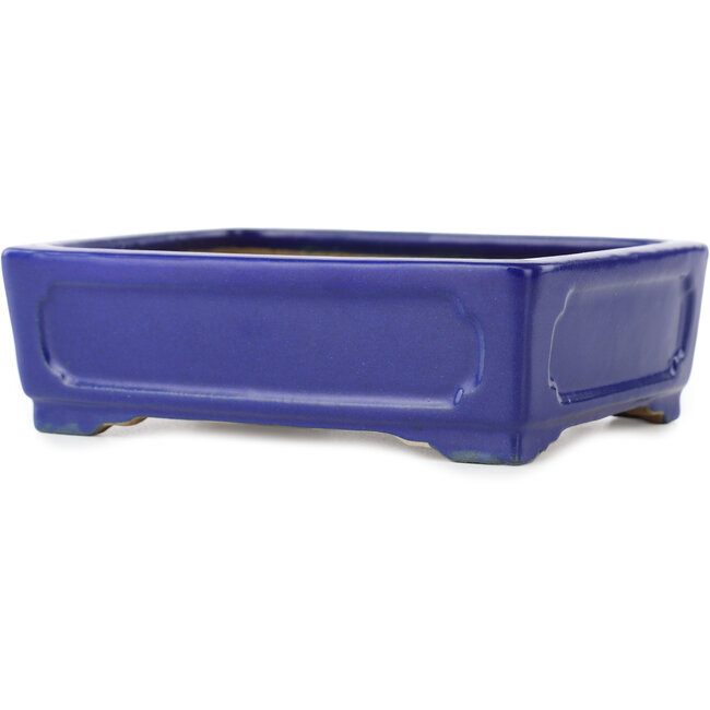 Rectangular dark blue bonsai pot by Shibakatsu - 153 x 120 x 47 mm