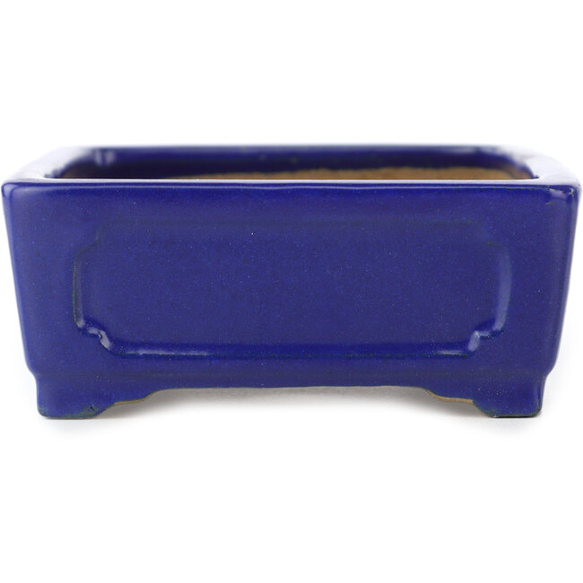 Rectangular dark blue bonsai pot by Shibakatsu - 153 x 120 x 47 mm
