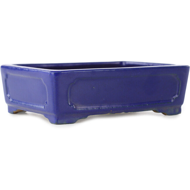 Maceta rectangular para bonsái de color azul oscuro de Shibakatsu - 153 x 120 x 47 mm