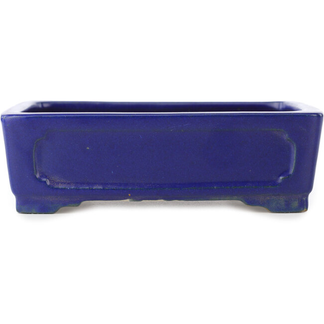 Maceta rectangular para bonsái de color azul oscuro de Shibakatsu - 153 x 120 x 47 mm