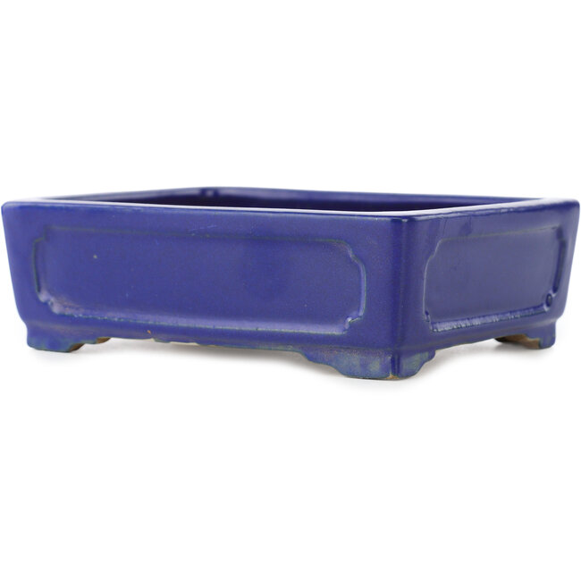 Rechthoekige donkerblauwe bonsaipot van Shibakatsu - 153 x 120 x 47 mm