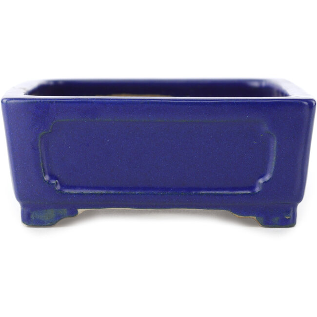 Rectangular dark blue bonsai pot by Shibakatsu - 153 x 120 x 47 mm