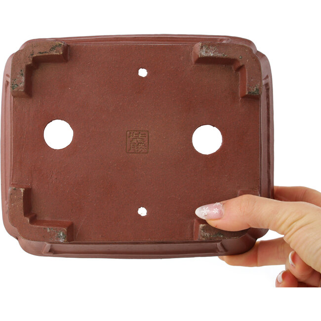 Rechthoekige ongeglazuurde bonsaipot van Shibakatsu - 185 x 152 x 63 mm