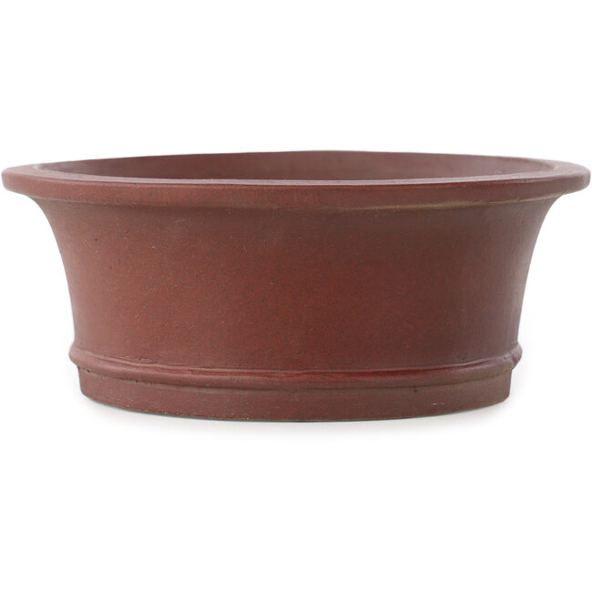 Oval unglazed bonsai pot by Shibakatsu - 185 x 160 x 60 mm