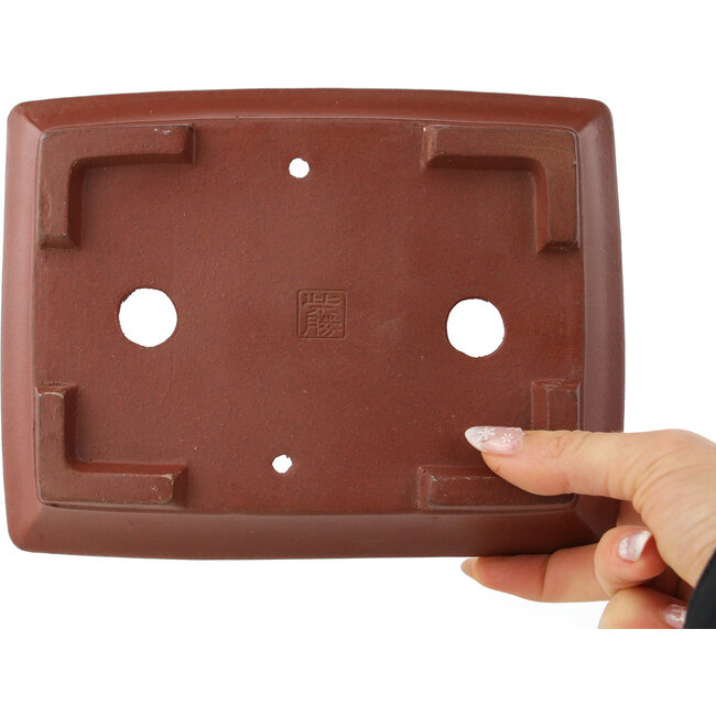 Pot à bonsaï rectangulaire non émaillé de Shibakatsu - 193 x 145 x 50 mm