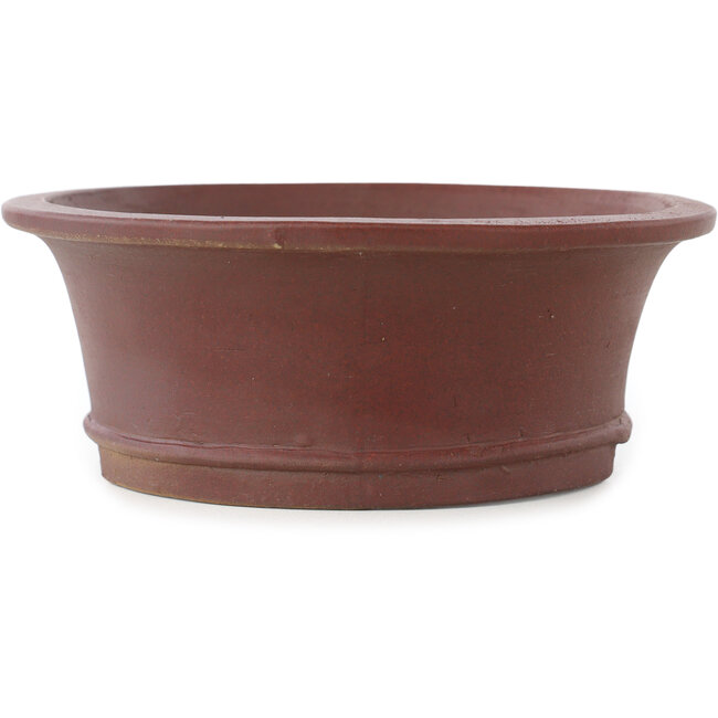 Oval unglazed bonsai pot by Shibakatsu - 185 x 160 x 60 mm