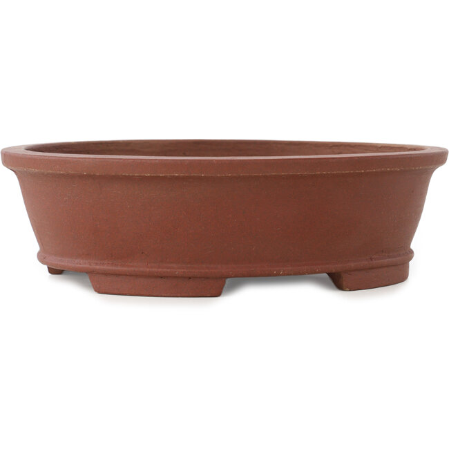 Oval unglazed bonsai pot by Shibakatsu - 185 x 157 x 53 mm