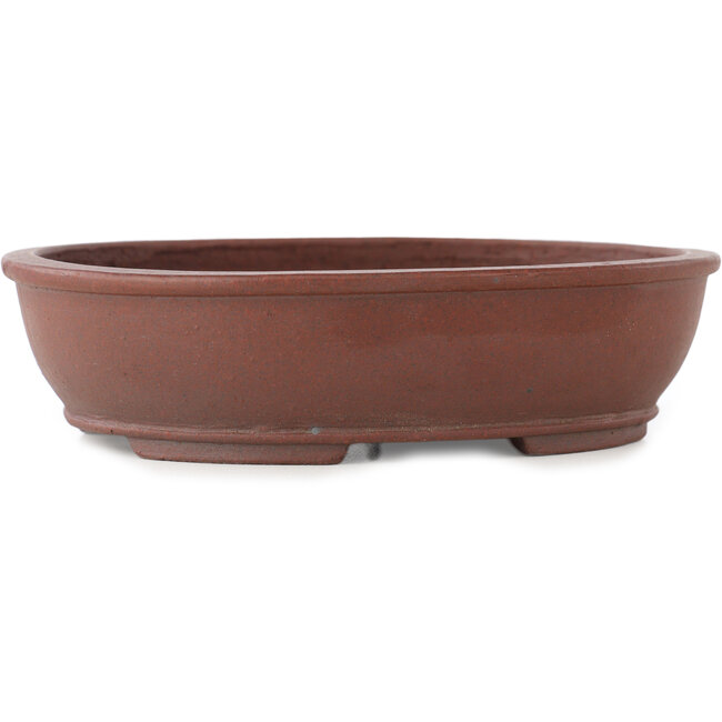 Ovale ongeglazuurde bonsaipot van Shibakatsu - 155 x 125 x 40 mm