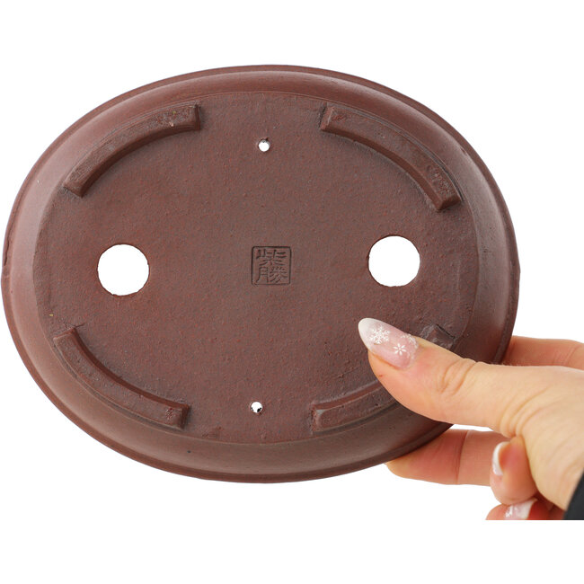 Pot à bonsaï ovale non émaillé de Shibakatsu - 155 x 125 x 40 mm