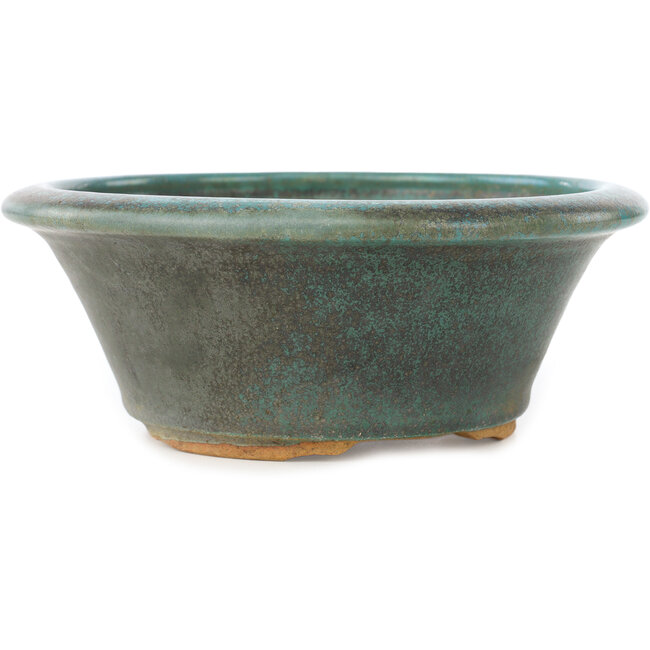 Round turquoise bonsai pot - 185 x 185 x 75 mm