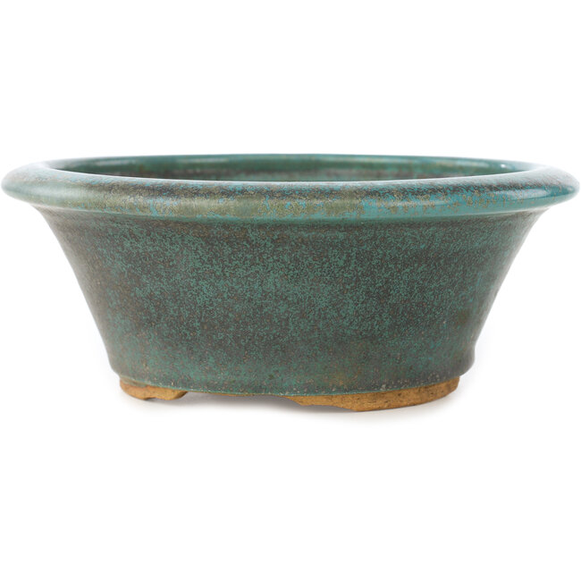 Round turquoise bonsai pot - 185 x 185 x 75 mm