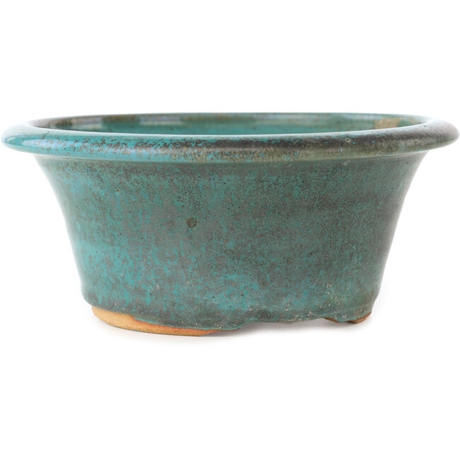 Round turquoise bonsai pot - 170 x 170 x 73 mm