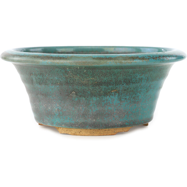 Round turquoise bonsai pot - 175 x 175 x 75 mm