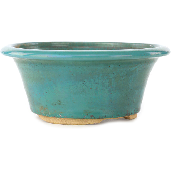 Ronde turquoise bonsai pot - 170 x 170 x 73 mm