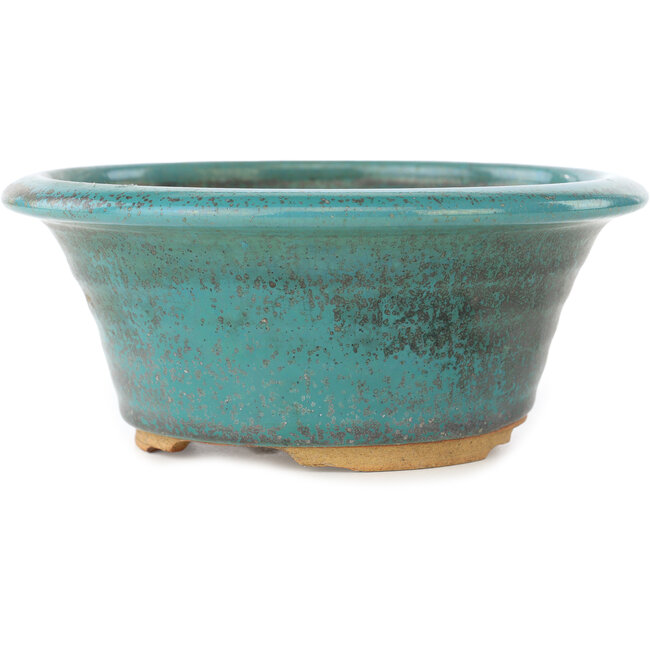 Round turquoise bonsai pot - 175 x 175 x 75 mm