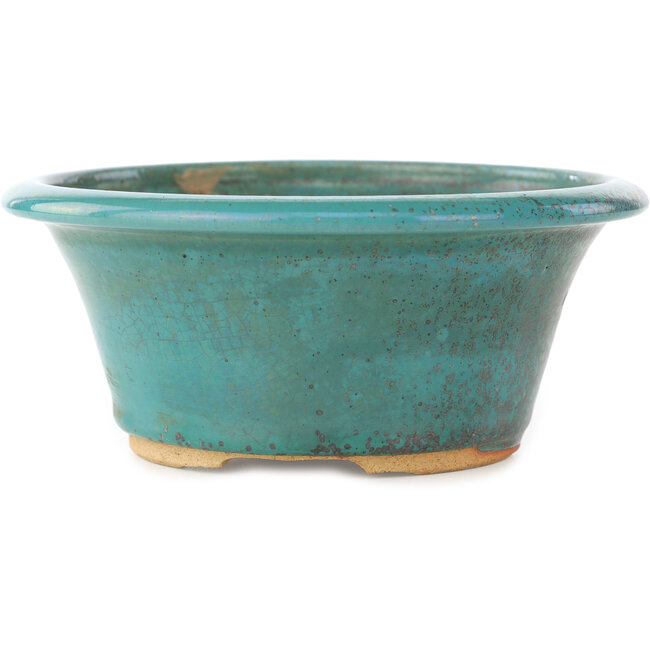 Round turquoise bonsai pot - 170 x 170 x 73 mm
