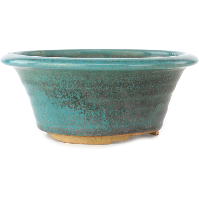 Round turquoise bonsai pot - 175 x 175 x 75 mm