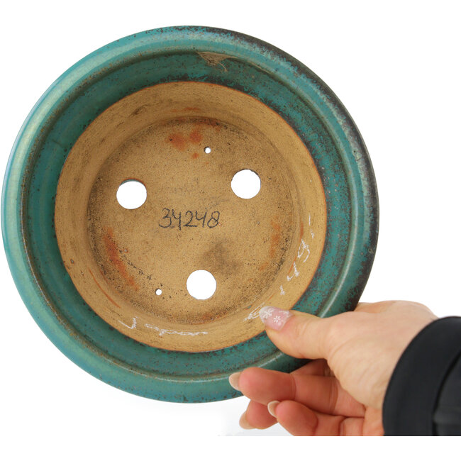 Vaso bonsai turchese rotondo - 170 x 170 x 73 mm