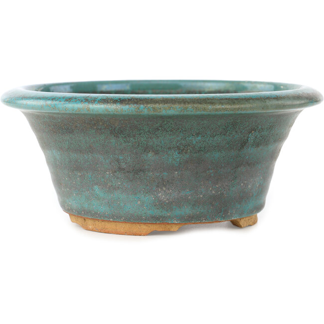 Round turquoise bonsai pot - 175 x 175 x 75 mm