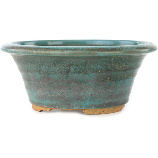Round turquoise bonsai pot - 175 x 175 x 75 mm
