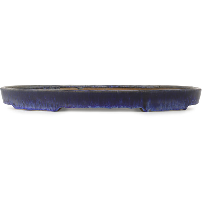 Oval dark blue bonsai pot by Shuhou - 460 x 320 x 47 mm