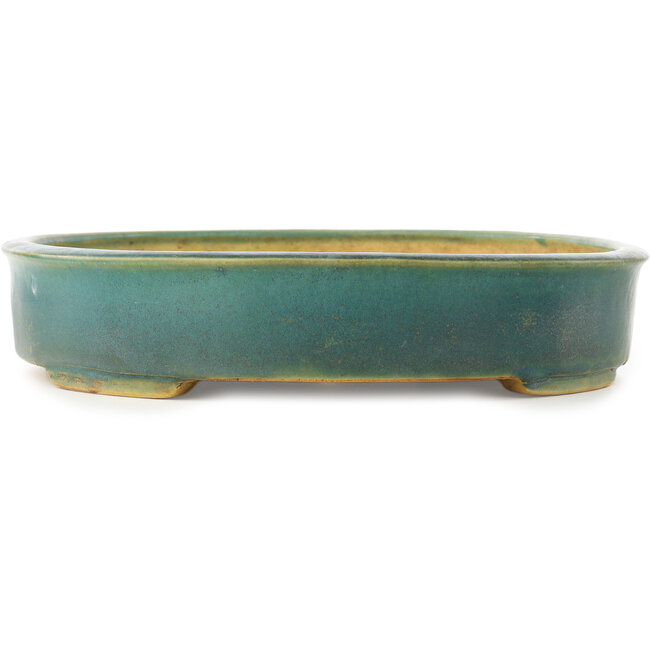 Vaso bonsai ovale color verde acqua di Shuhou - 370 x 300 x 60 mm