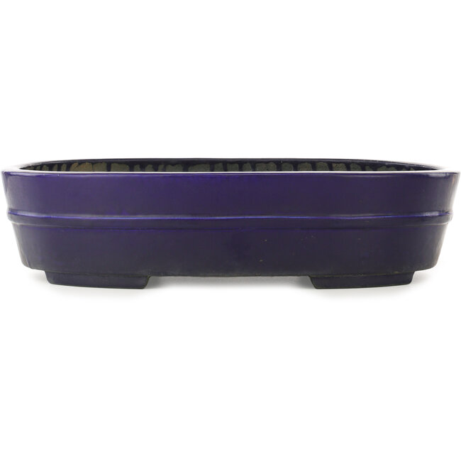 Pot à bonsaï ovale bleu foncé de Koyou - 410 x 290 x 98 mm