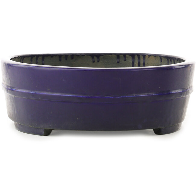 Pot à bonsaï ovale bleu foncé de Koyou - 410 x 290 x 98 mm