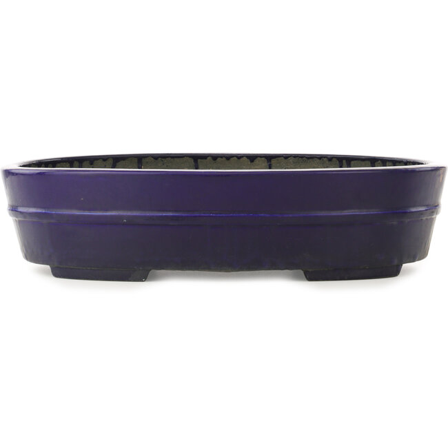 Pot à bonsaï ovale bleu foncé de Koyou - 410 x 290 x 98 mm
