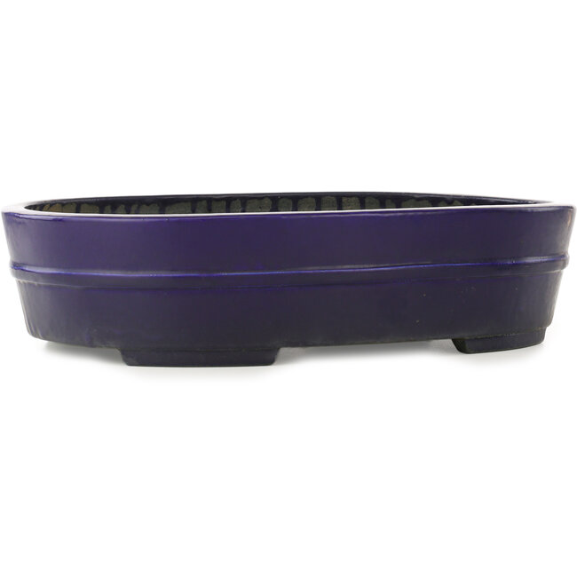 Oval dark blue bonsai pot by Koyou - 410 x 290 x 98 mm