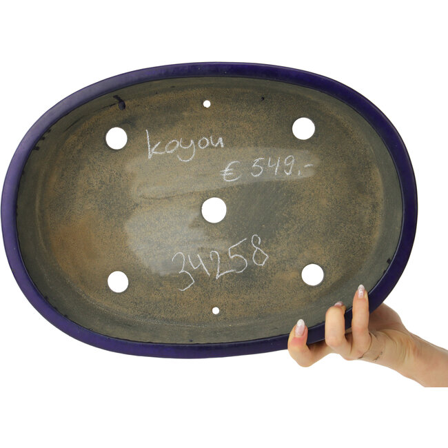 Maceta ovalada para bonsái de color azul oscuro de Koyou - 410 x 290 x 98 mm