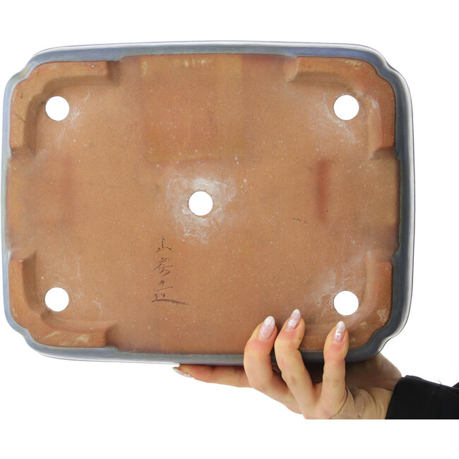 Pot à bonsaï Mokko bleu clair de Yamafusa - 305 x 235 x 90 mm