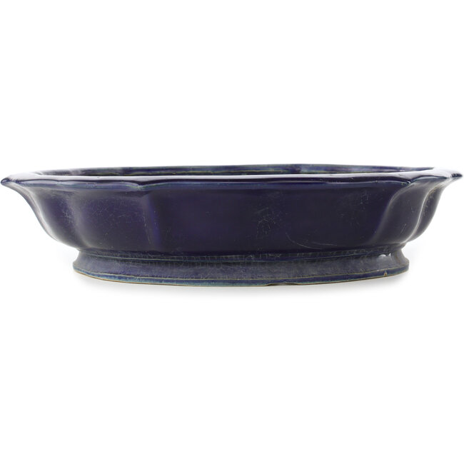Lotus dark blue bonsai pot by Shuhou - 400 x 400 x 85 mm