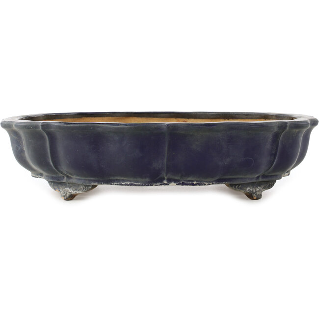 Lotus dark blue bonsai pot by Hattori - 370 x 370 x 88 mm