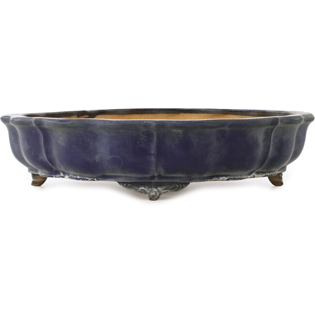 Maceta para bonsái azul oscuro con forma de loto de Hattori - 370 x 370 x 88 mm