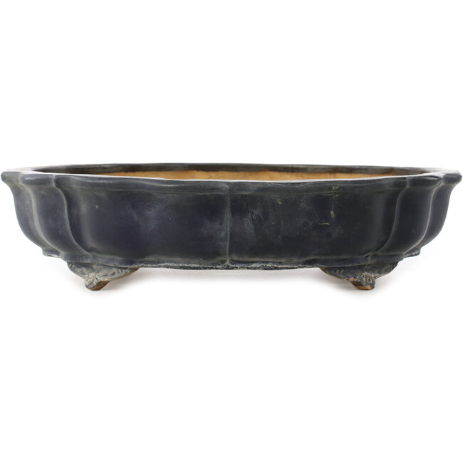 Lotus dark blue bonsai pot by Hattori - 370 x 370 x 88 mm