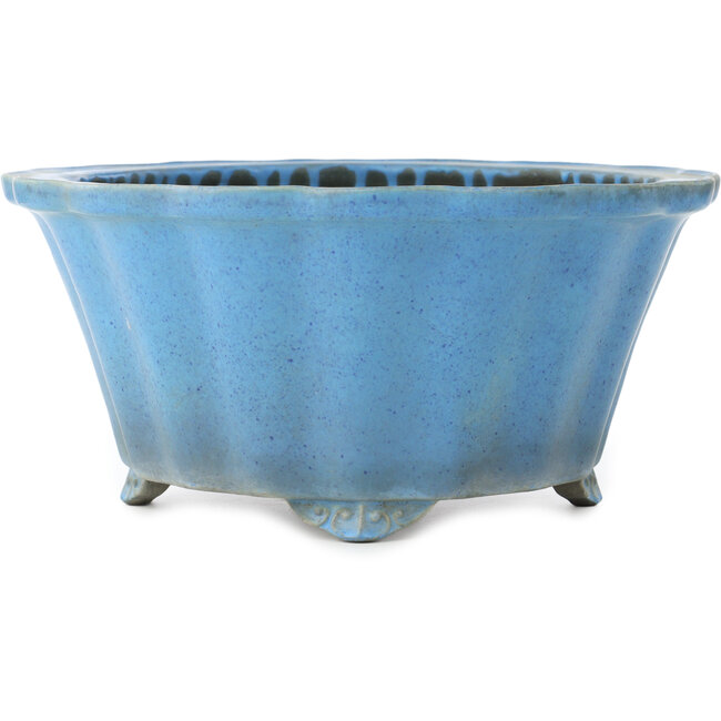 Maceta para bonsái de color azul claro con forma de flor redonda de Koyou - 310 x 310 x 145 mm