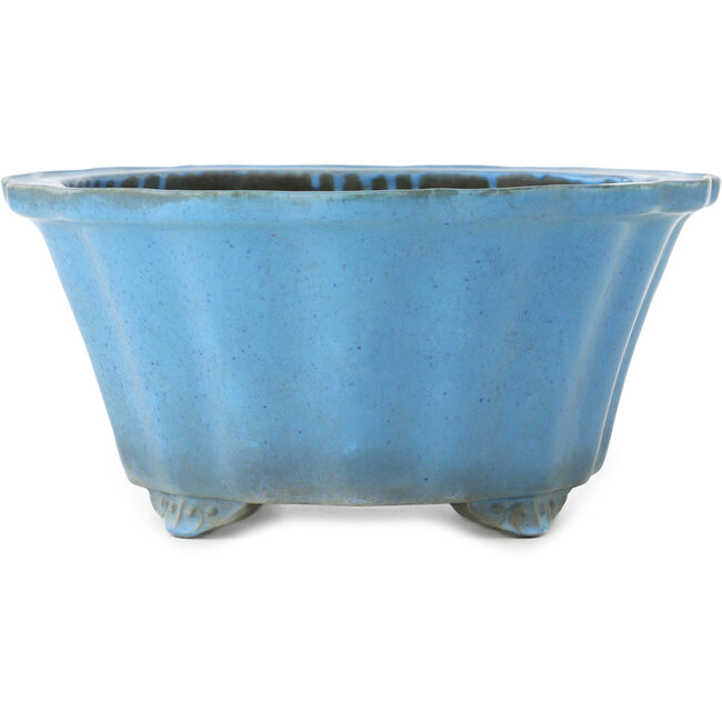 Maceta para bonsái de color azul claro con forma de flor redonda de Koyou - 310 x 310 x 145 mm