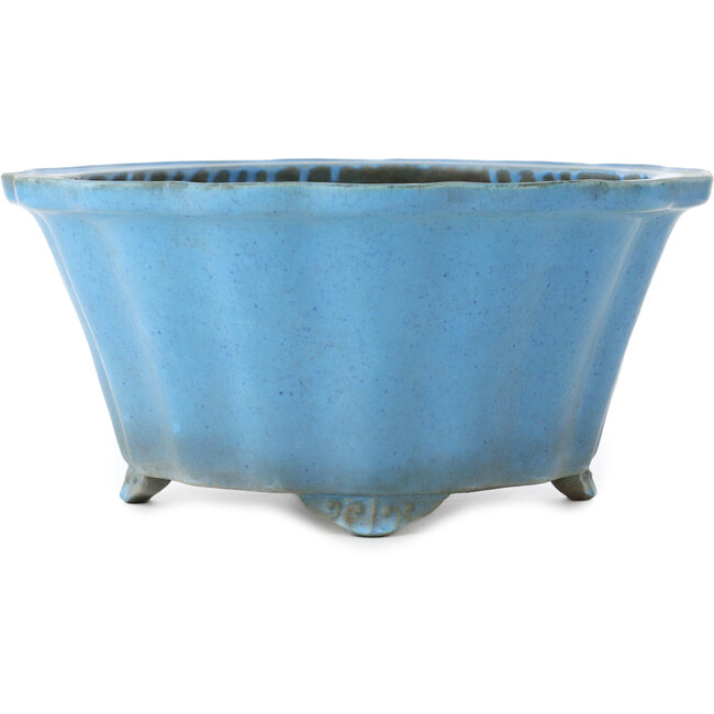 Maceta para bonsái de color azul claro con forma de flor redonda de Koyou - 310 x 310 x 145 mm