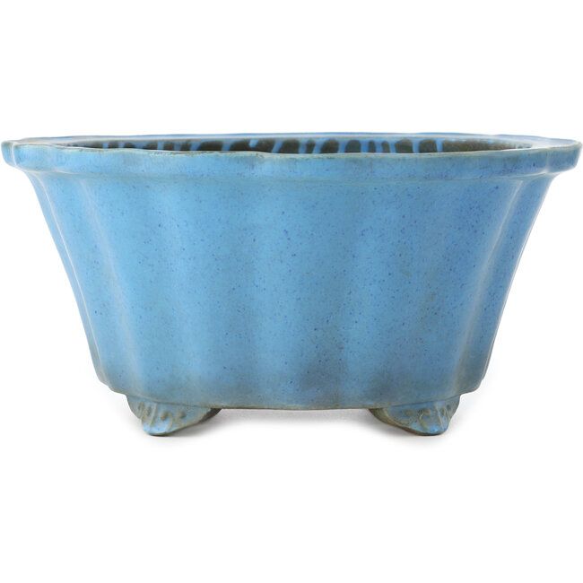 Round flower shape light blue bonsai pot by Koyou - 310 x 310 x 145 mm