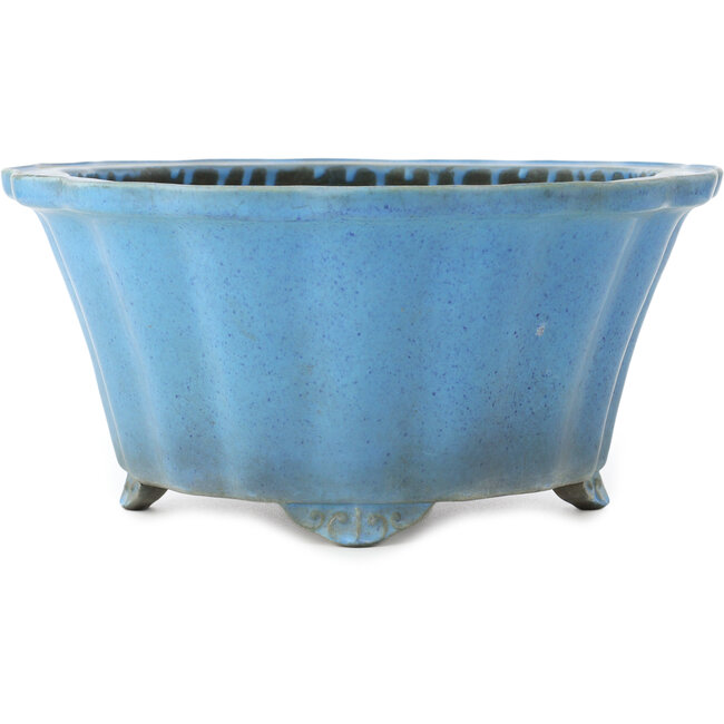 Ronde bloemvormige lichtblauwe bonsaipot van Koyou - 310 x 310 x 145 mm