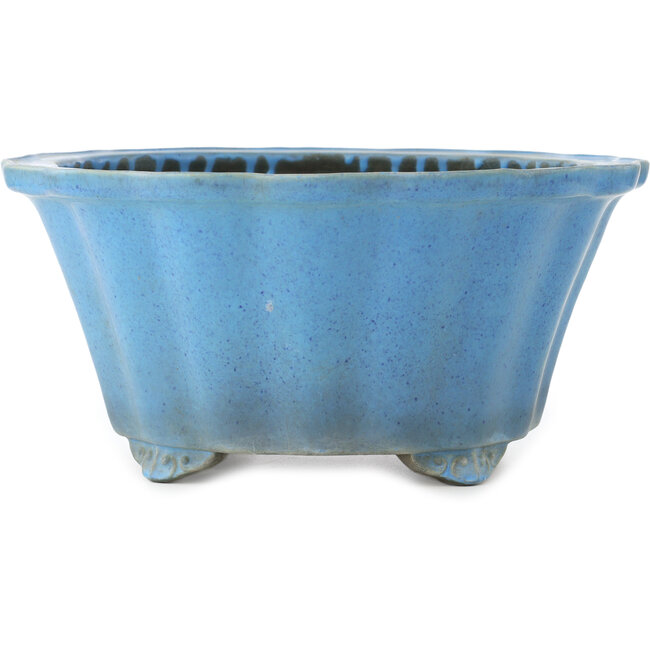 Vaso bonsai azzurro a forma di fiore rotondo di Koyou - 310 x 310 x 145 mm