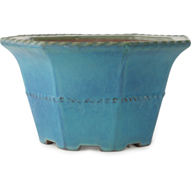 Vaso bonsai turchese ottagonale di Yamaaki - 400 x 400 x 215 mm